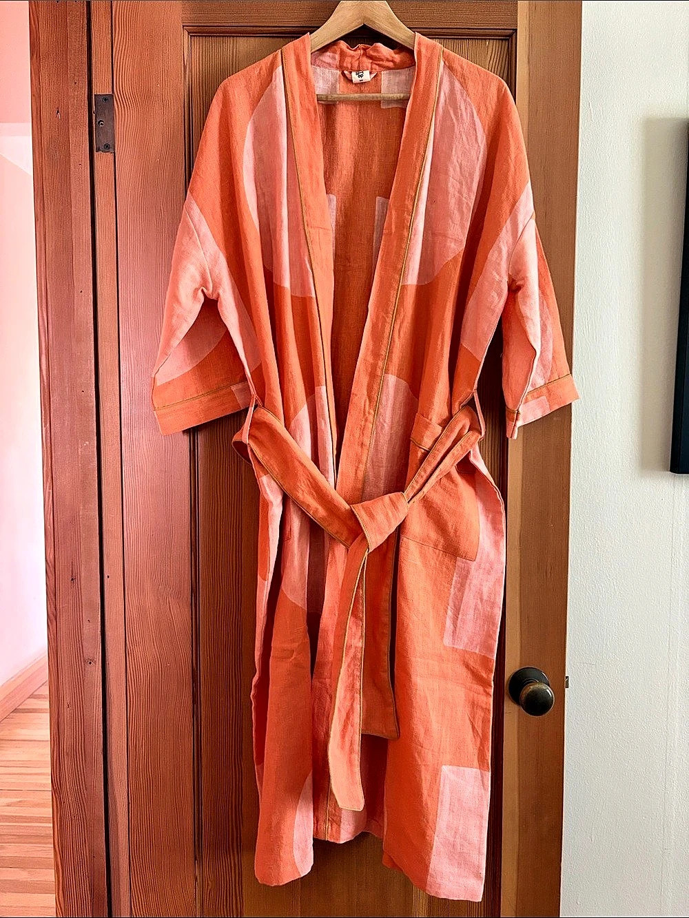 Blockshop Abstract Belted Cover-Up in Orange & Pink Size S/M